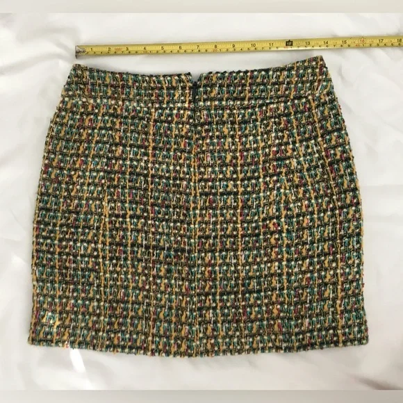 EUC Jcrew multicolored wool mini shirt with gold zippers, fully lined, back zip. - Picture 2 of 9